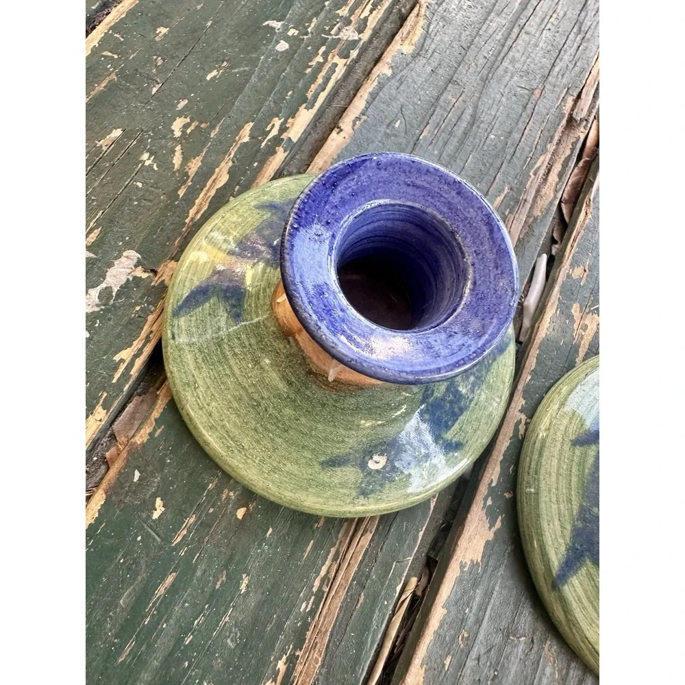 Candle Holders Fish Blue Green Art Studio‎ Pottery Candle Holders Vontge